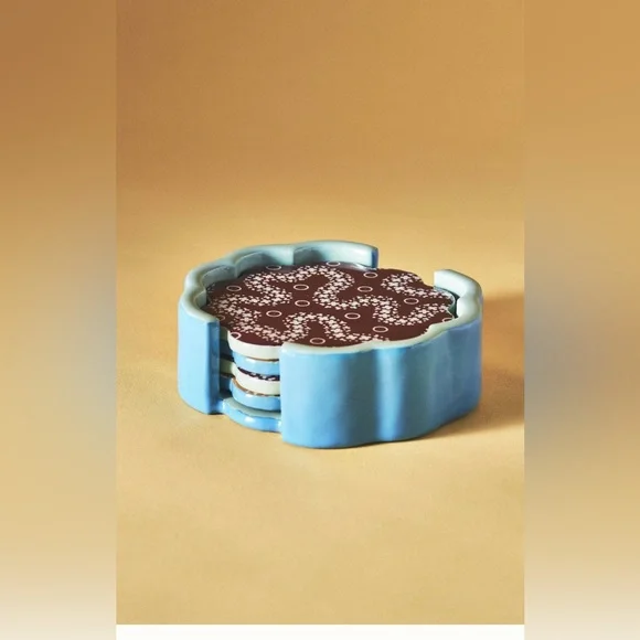 Anthropologie Matilda Goad & Co Scalloped Coaster Set - Picture 7 of 13
